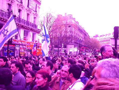 La manifestation de support a Israel, le 7 Avril 2002