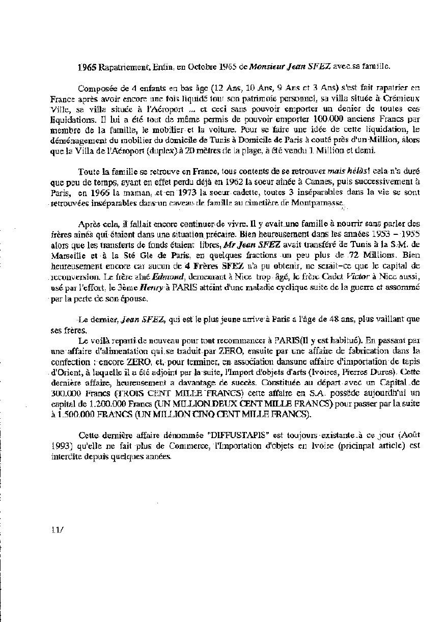 Genealogie de la Trilogie : Expose de l’activite en Tunisie des 4 Freres Sfez, 11