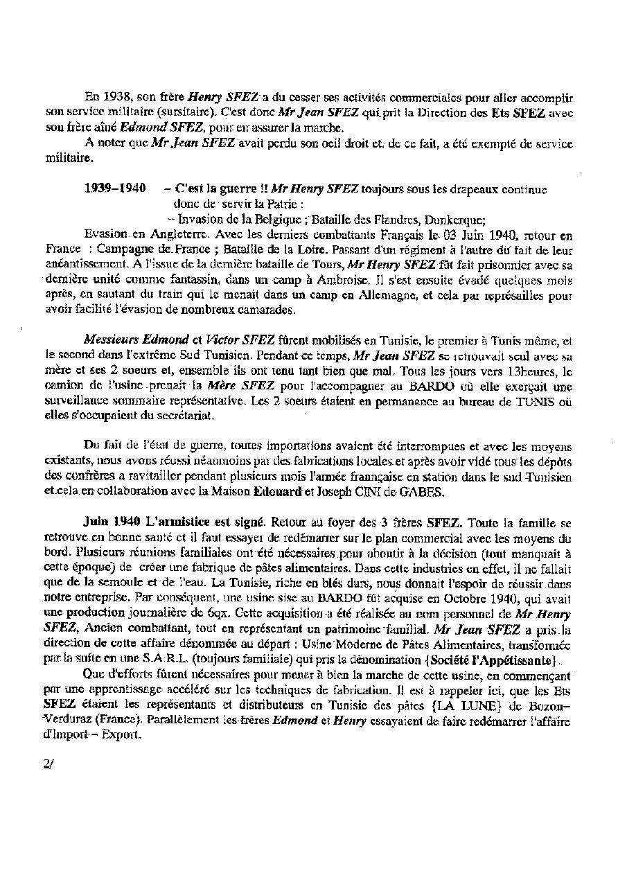 Genealogie de la Trilogie : Expose de l’activite en Tunisie des 4 Freres Sfez, 2