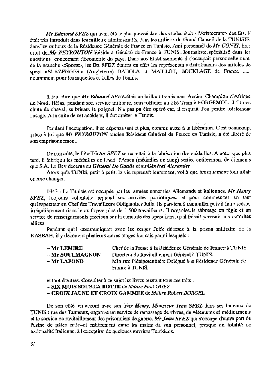 Genealogie de la Trilogie : Expose de l’activite en Tunisie des 4 Freres Sfez, 3