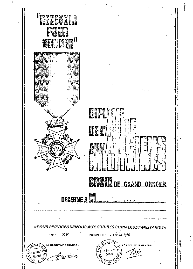 Genealogie de la Trilogie : Jean Sfez,cropix officier