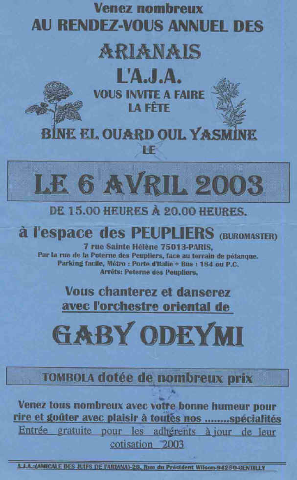 Rendez vous annuel des Arianais le 6 Avril 2003