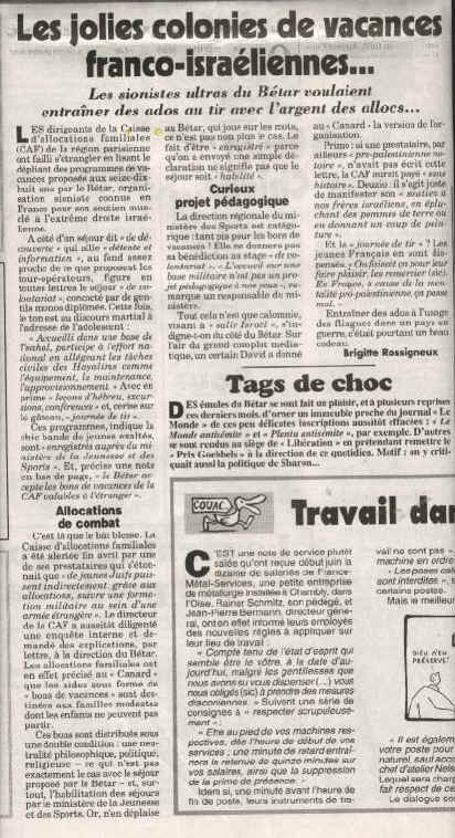 Dossier Canard Enchaine, par Bernard Sberro Dossier Canard Enchaine, par Bernard Sberro