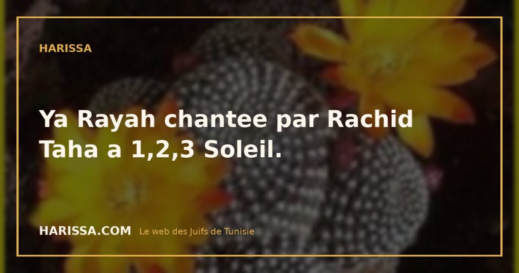 Ya Rayah chantee par Rachid Taha a  1,2,3 Soleil.