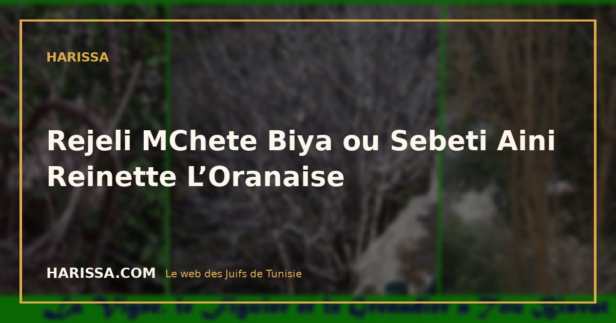Rejeli MChete Biya ou Sebeti Aini Reinette L’Oranaise