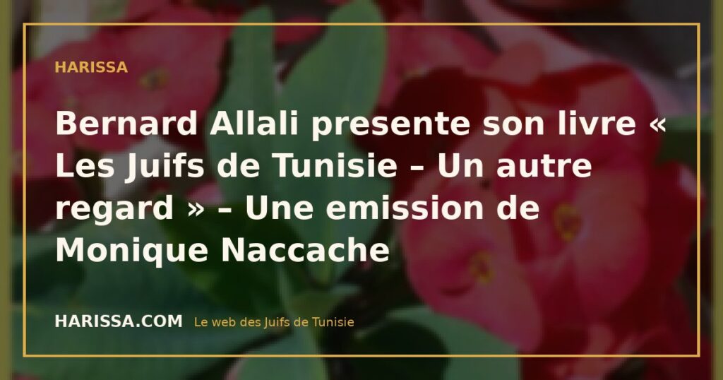 Bernard Allali presente son livre « Les Juifs de Tunisie – Un autre regard » – Une emission de Monique Naccache