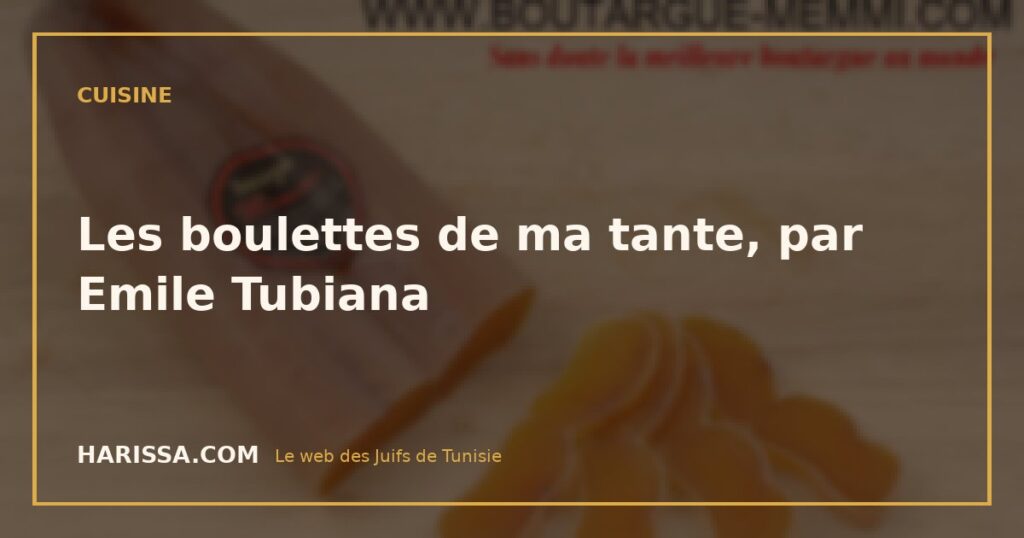 Les boulettes de ma tante, par Emile Tubiana