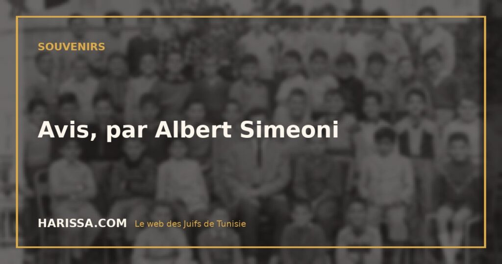 Avis, par Albert Simeoni