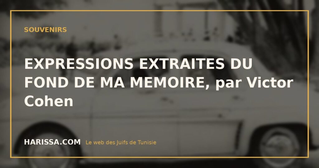 EXPRESSIONS EXTRAITES DU FOND DE MA MEMOIRE, par Victor Cohen