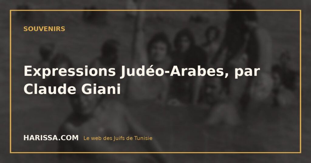 Expressions Judéo-Arabes, par Claude Giani