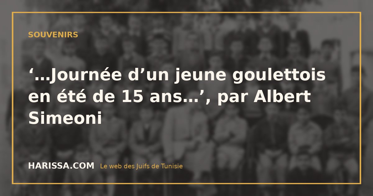 ‘…Journée d’un jeune goulettois en été de 15 ans…’, par Albert Simeoni