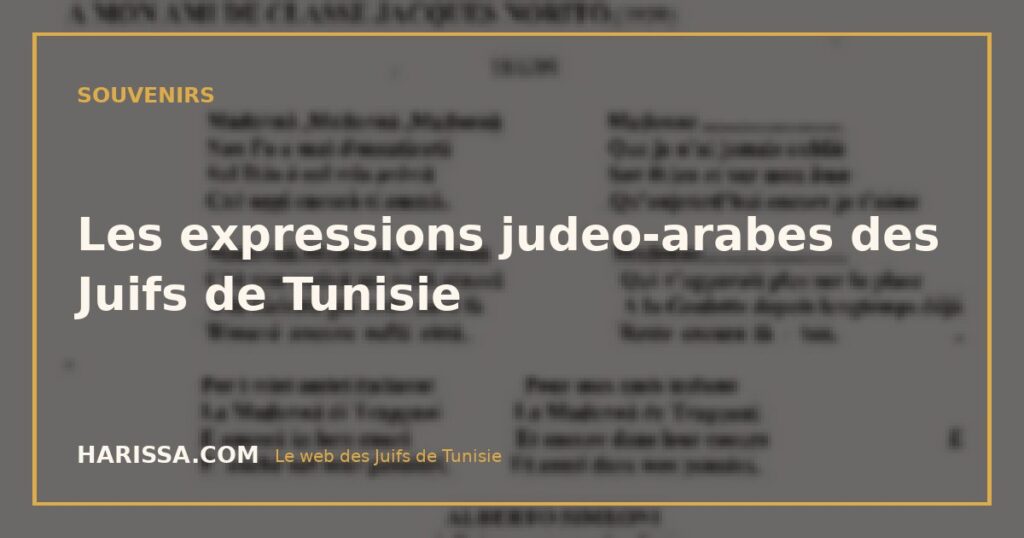 Les expressions judeo-arabes des Juifs de Tunisie