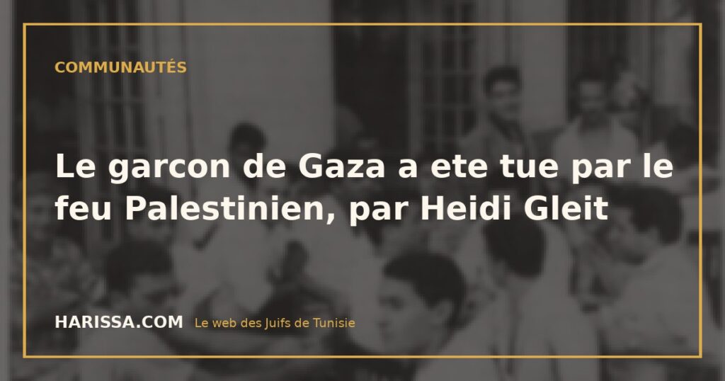 Le garcon de Gaza a ete tue par le feu Palestinien, par Heidi Gleit