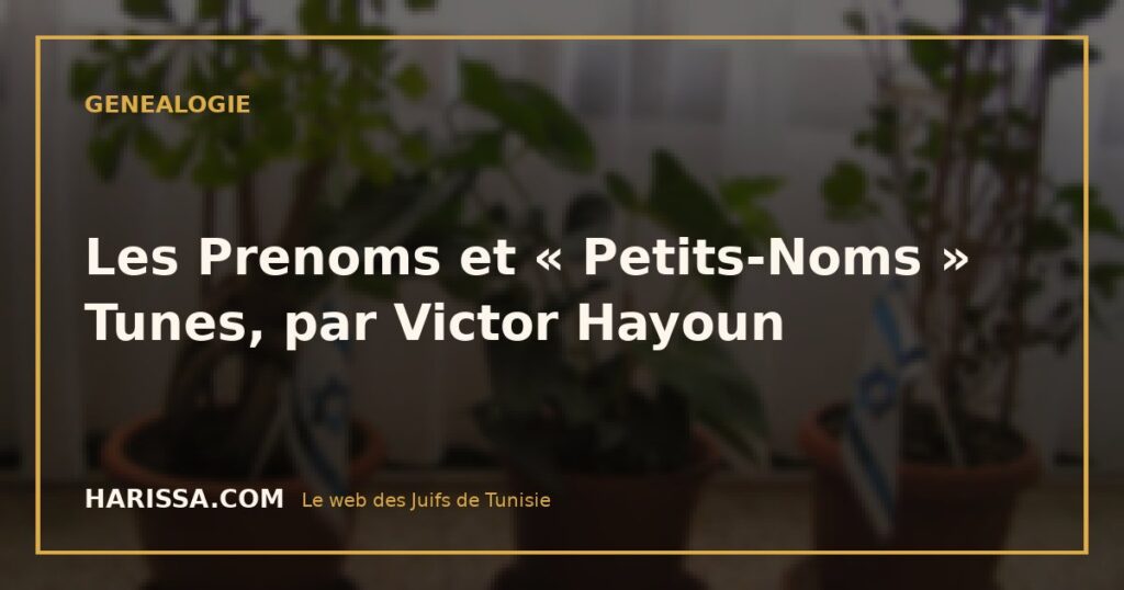 Les Prenoms et « Petits-Noms » Tunes, par Victor Hayoun