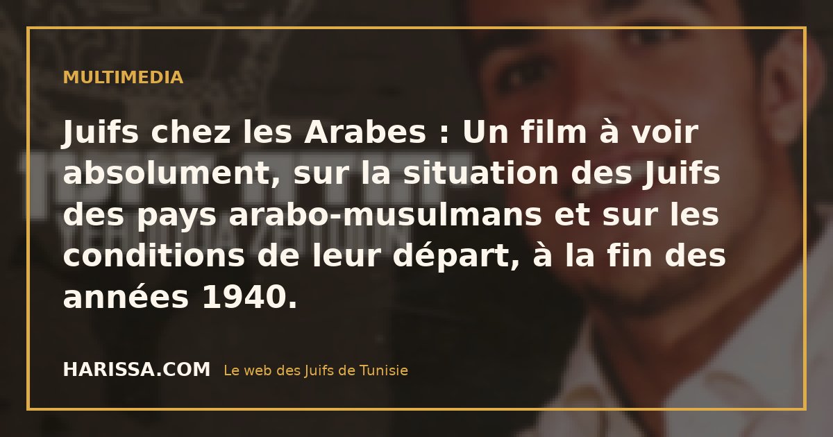Juifs chez les Arabes : Un film à voir absolument, sur la situation des Juifs des pays arabo-musulmans et sur les conditions de leur départ, à la fin des années 1940.
