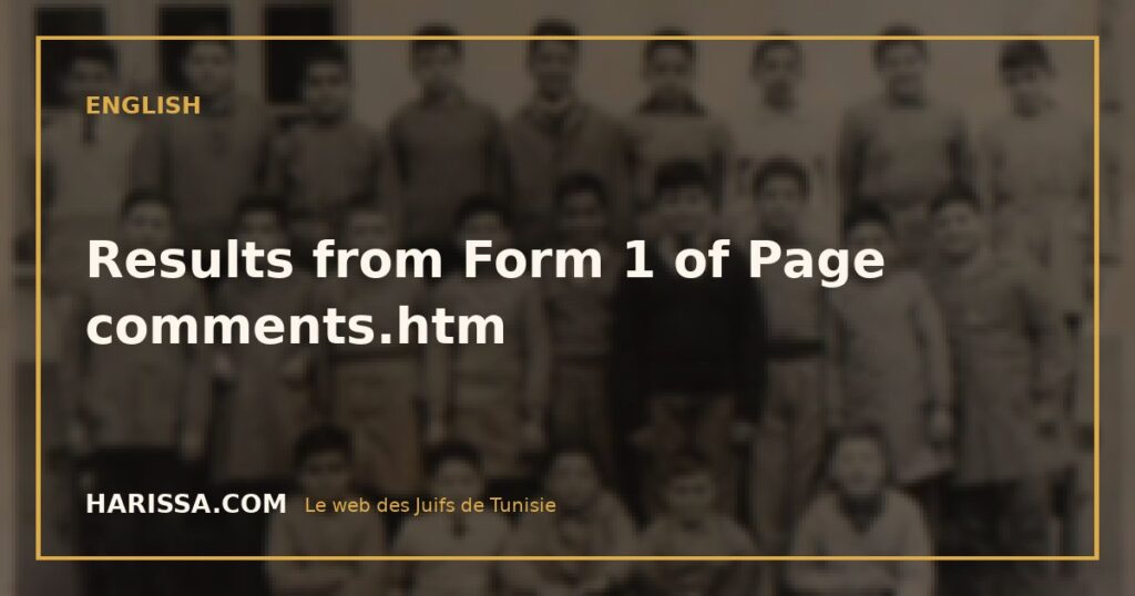 Results from Form 1 of Page comments.htm Results from Form 1 of Page comments.htm