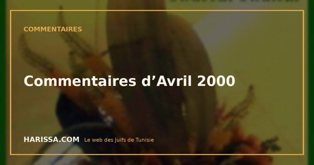 Commentaires d’Avril 2000