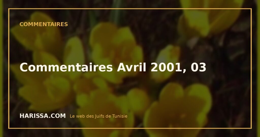 Commentaires Avril 2001, 03