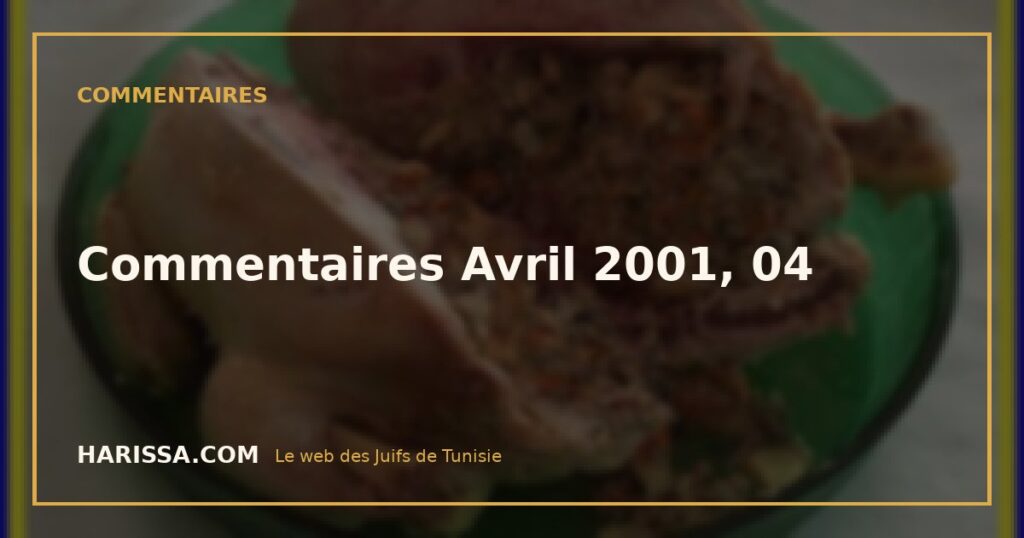 Commentaires Avril 2001, 04