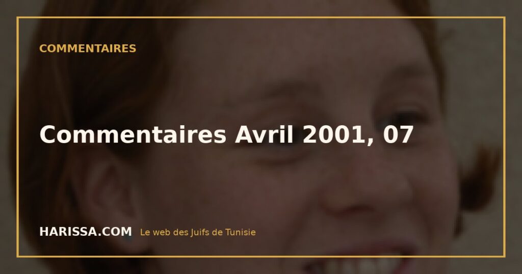 Commentaires Avril 2001, 07