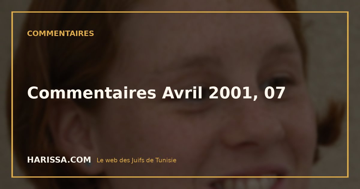 Commentaires Avril 2001, 07