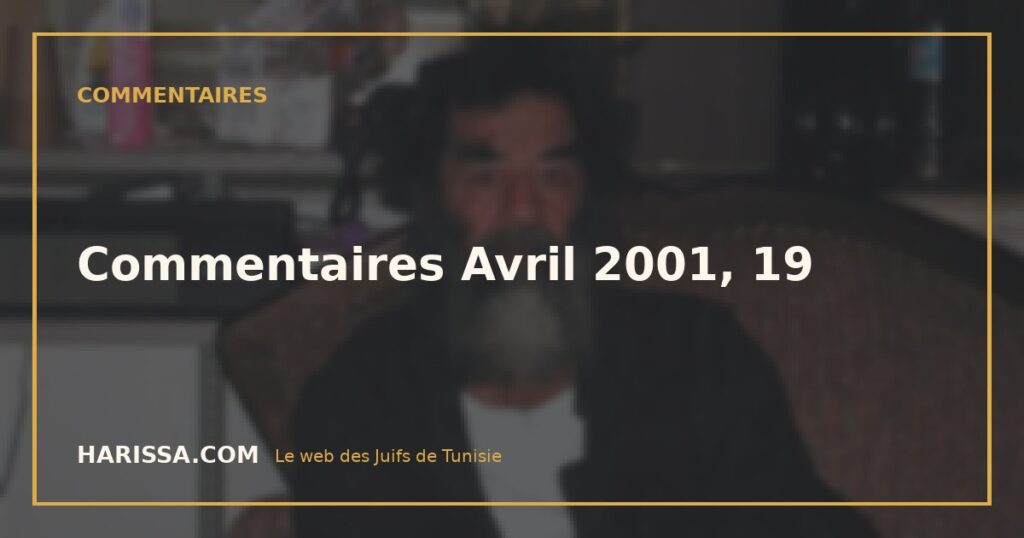 Commentaires Avril 2001, 19