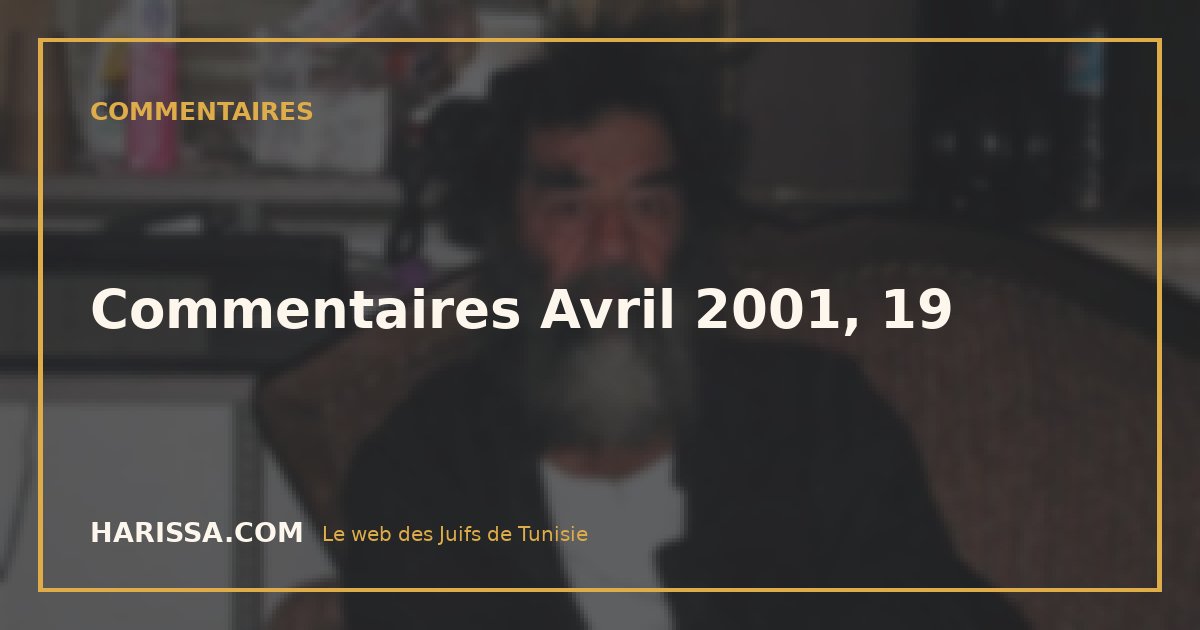 Commentaires Avril 2001, 19