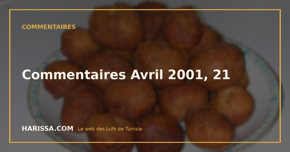 Commentaires Avril 2001, 21