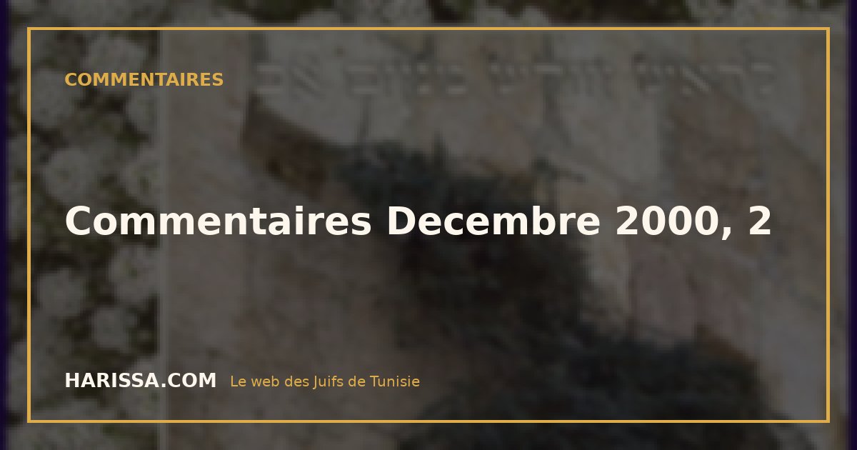 Commentaires Decembre 2000, 2