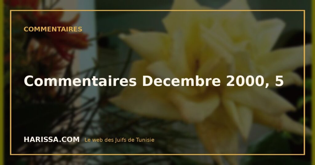 Commentaires Decembre 2000, 5