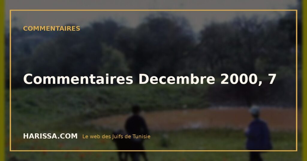 Commentaires Decembre 2000, 7