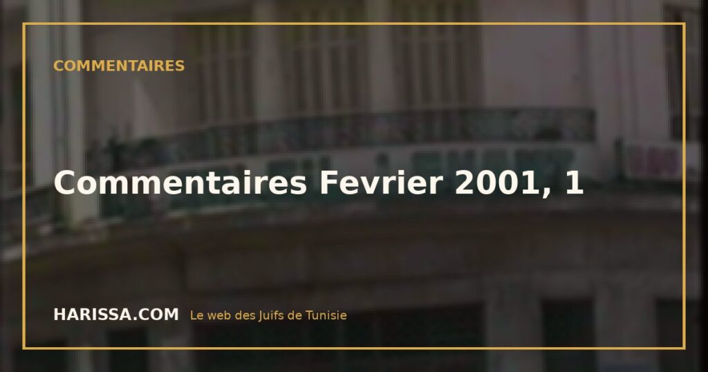 Commentaires Fevrier 2001, 1