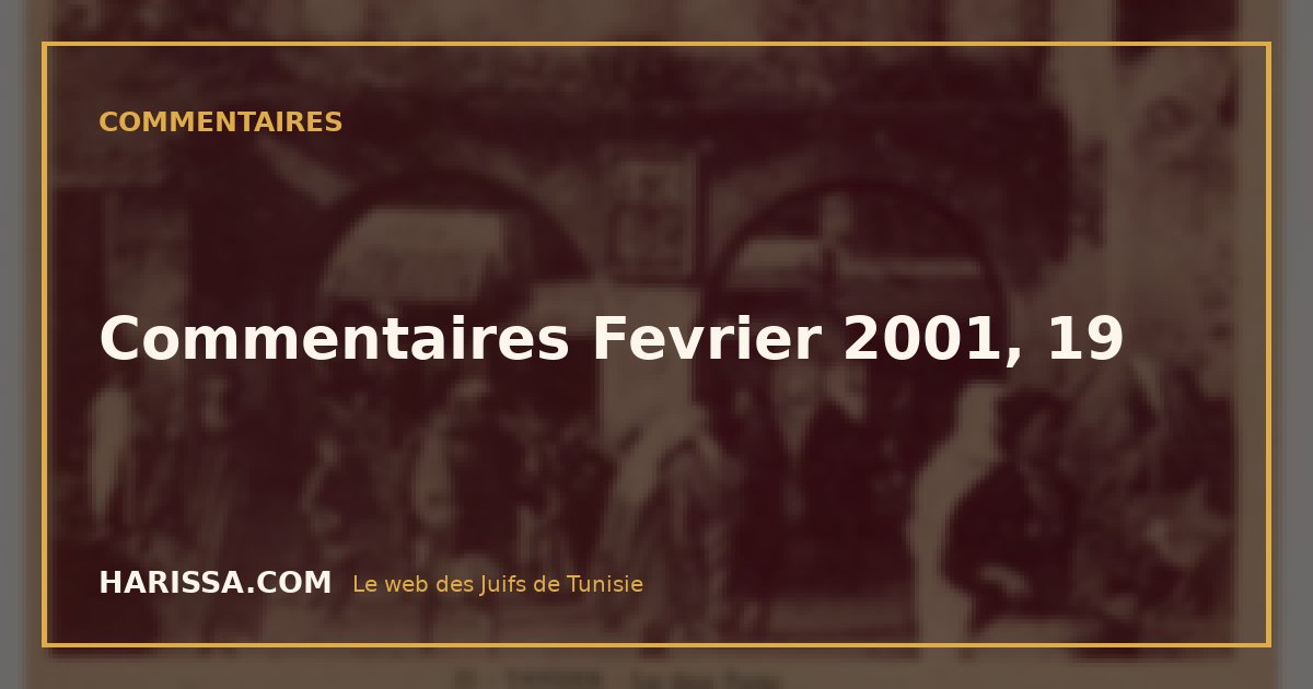 Commentaires Fevrier 2001, 19