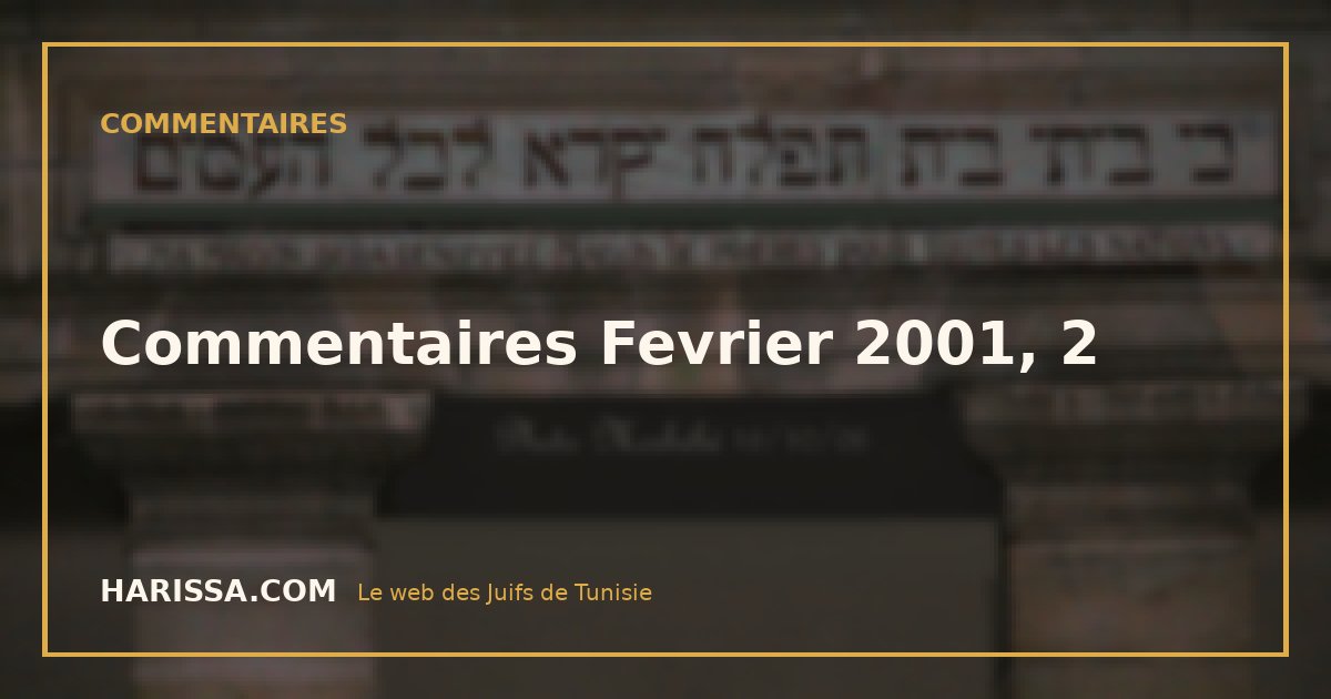Commentaires Fevrier 2001, 2