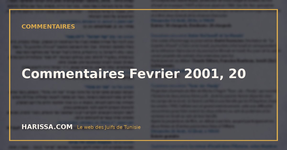 Commentaires Fevrier 2001, 20