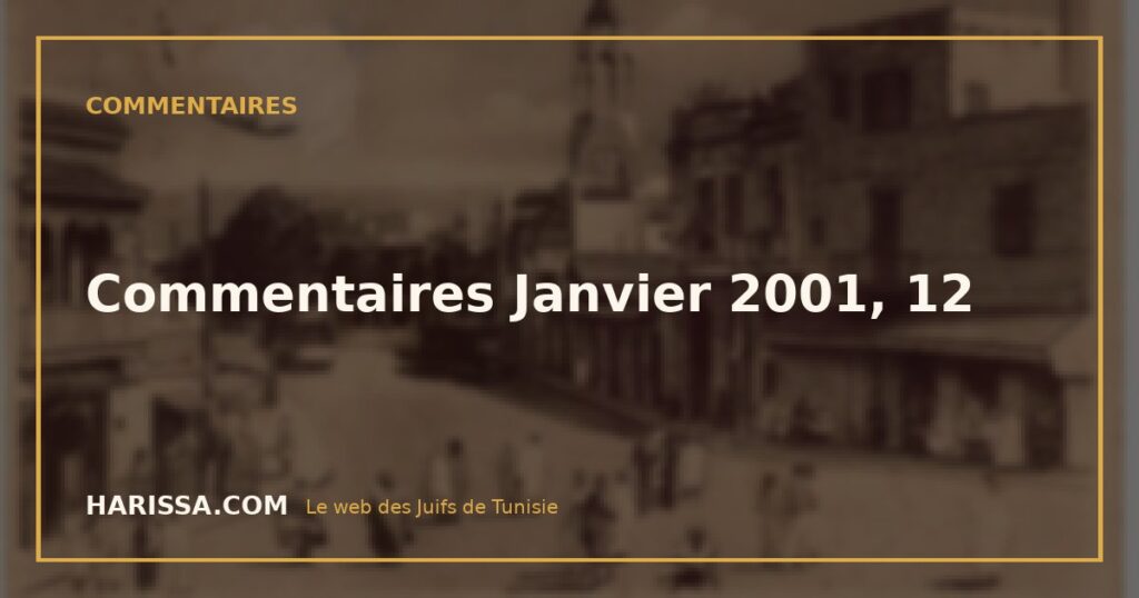 Commentaires Janvier 2001, 12