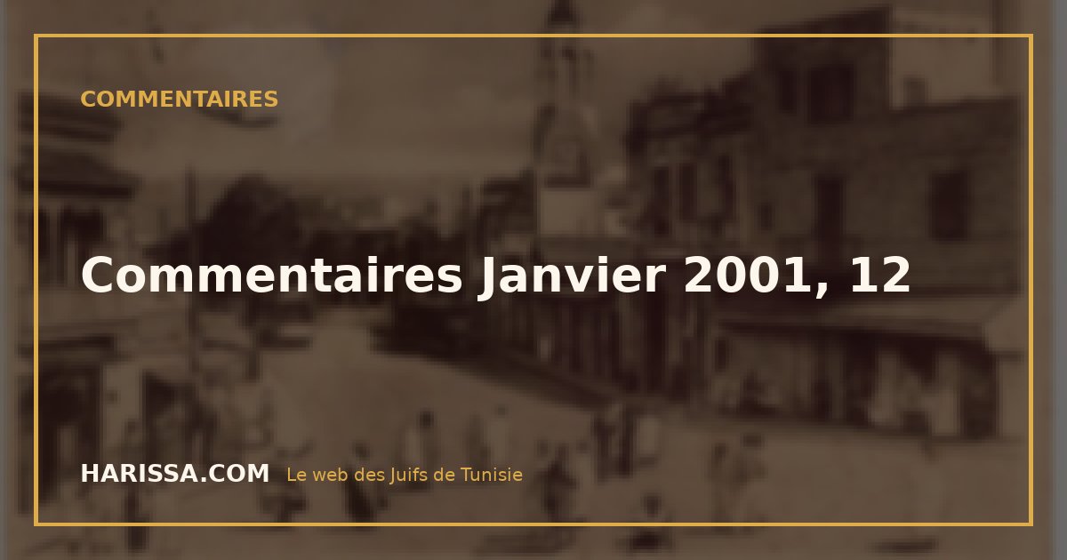 Commentaires Janvier 2001, 12