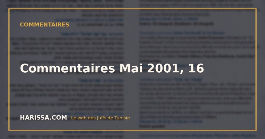 Commentaires Mai 2001, 16