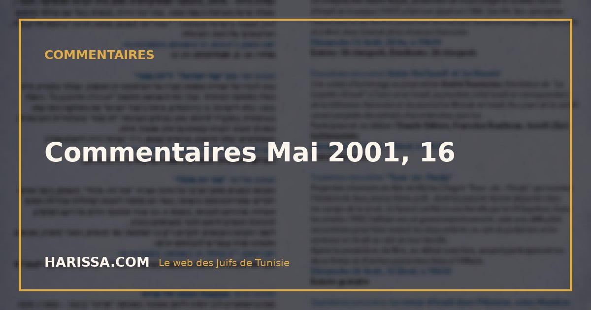 Commentaires Mai 2001, 16