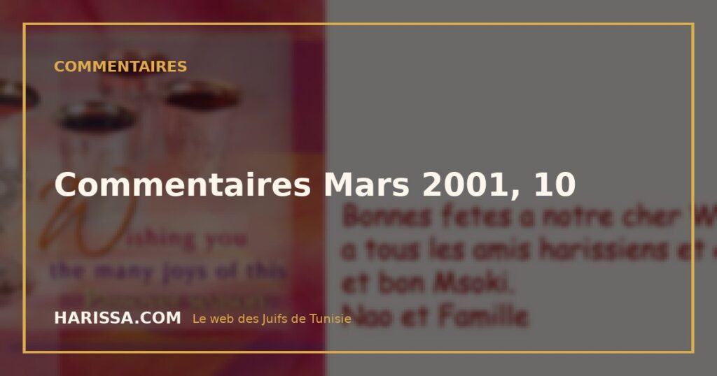 Commentaires Mars 2001, 10