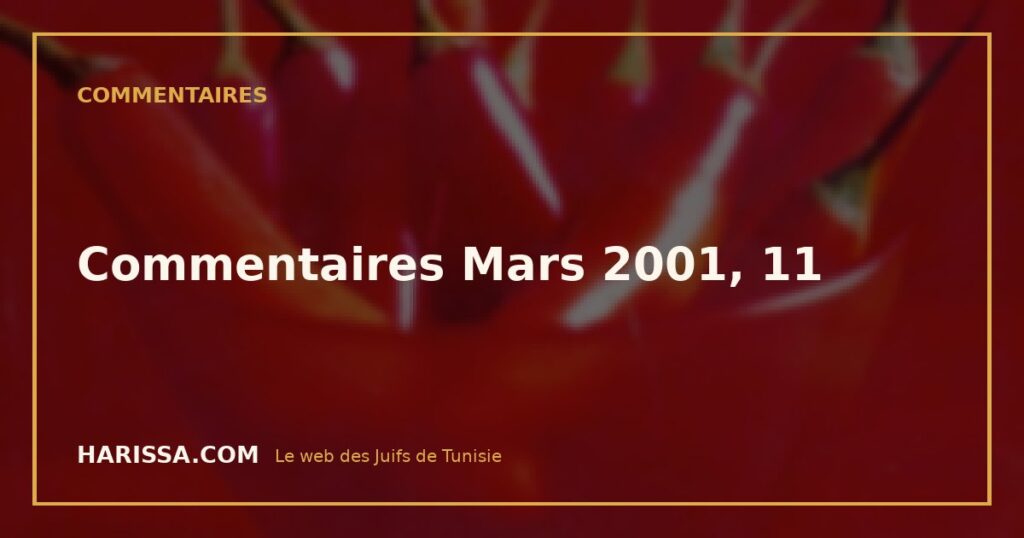 Commentaires Mars 2001, 11
