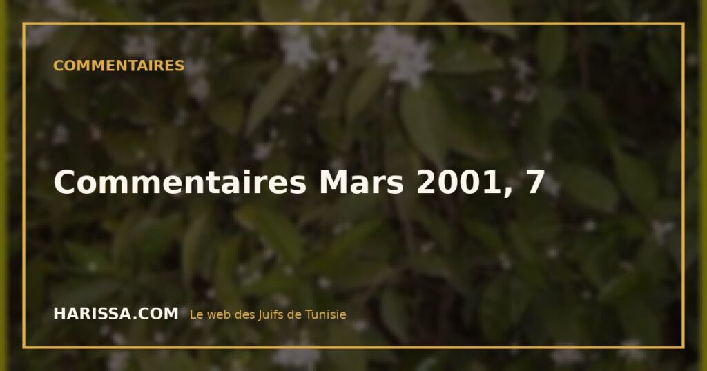 Commentaires Mars 2001, 7