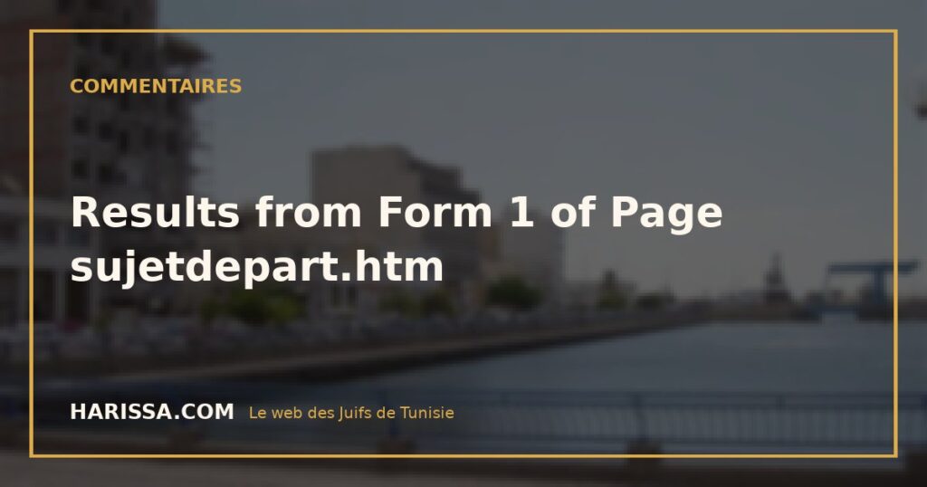 Results from Form 1 of Page sujetdepart.htm