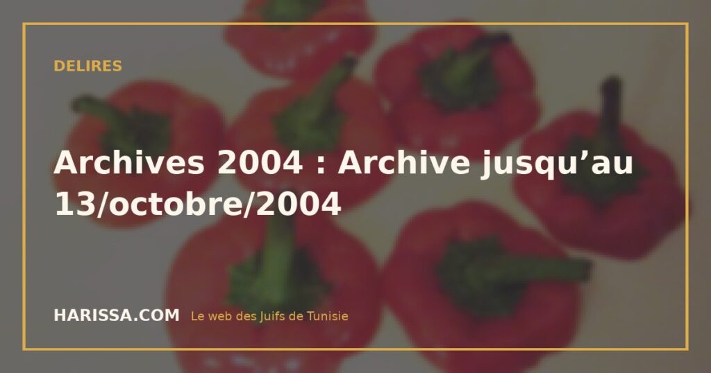 Archives 2004 : Archive jusqu’au 13/octobre/2004