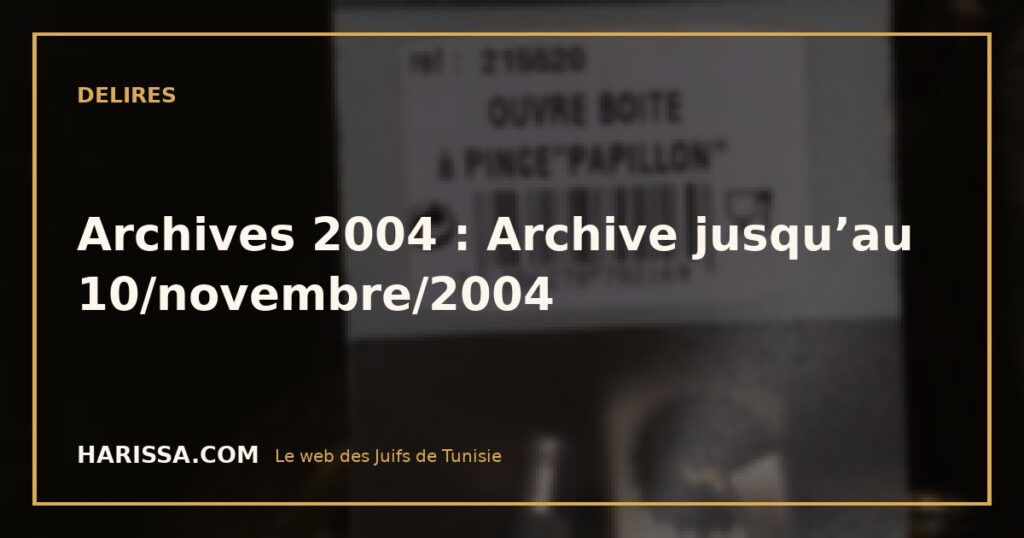 Archives 2004 : Archive jusqu’au 10/novembre/2004