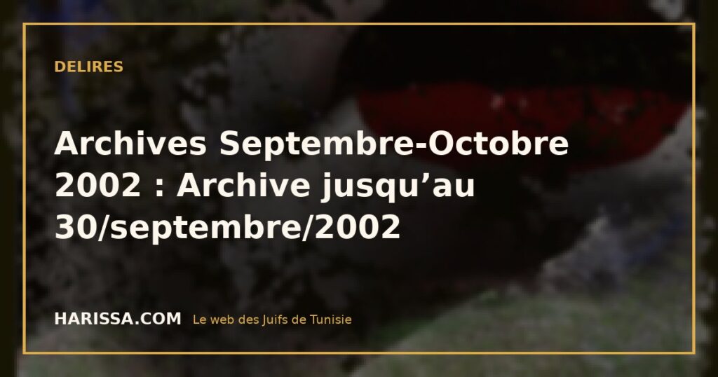 Archives Septembre-Octobre 2002 : Archive jusqu’au 30/septembre/2002
