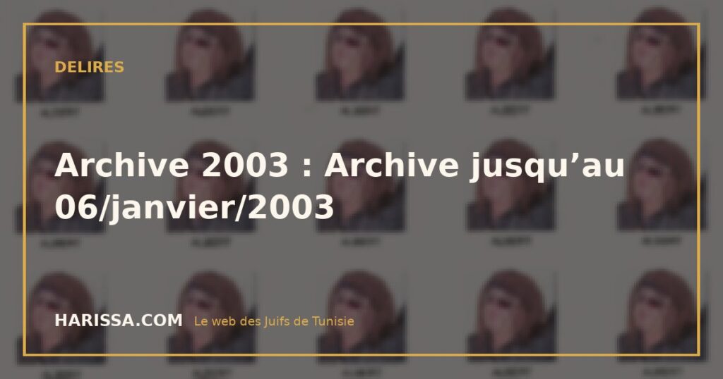 Archive 2003 : Archive jusqu’au 06/janvier/2003