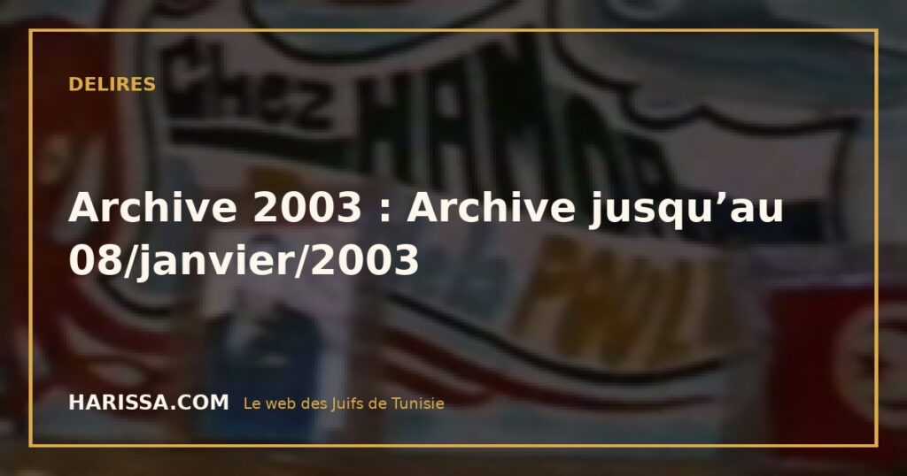 Archive 2003 : Archive jusqu’au 08/janvier/2003