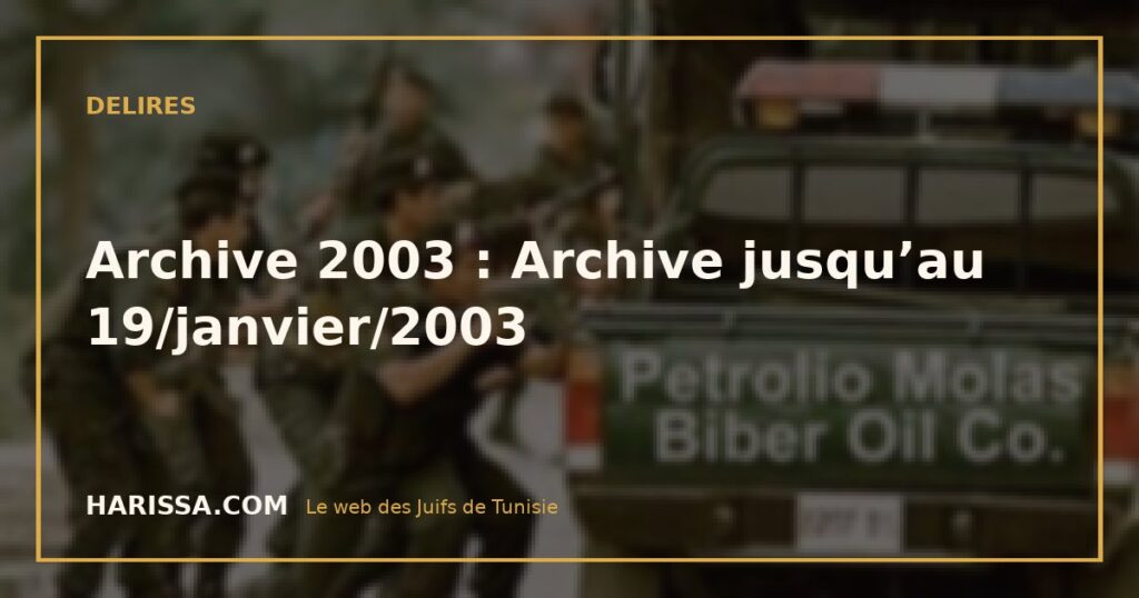 Archive 2003 : Archive jusqu’au 19/janvier/2003
