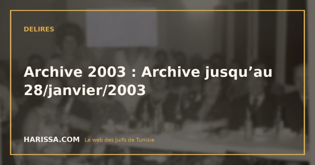 Archive 2003 : Archive jusqu’au 28/janvier/2003